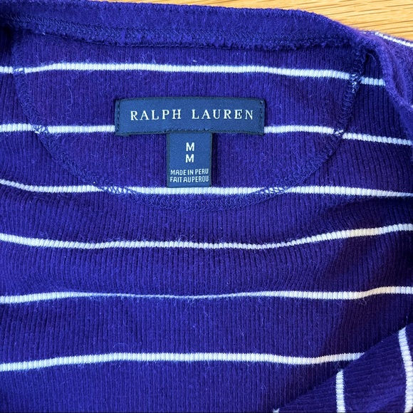 GUC Ralph Lauren Purple and White Striped Long Sleeve Henley Top - Picture 4 of 7